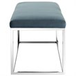 Modway Anticipate Velvet & Stainless Steel Bench in Sea Blue and Silver