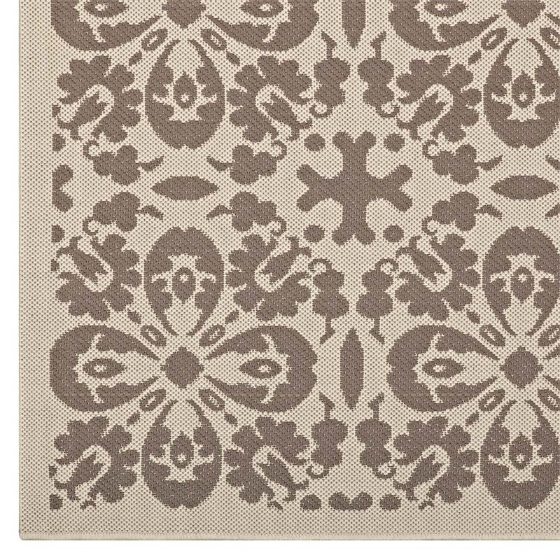 Modway Ariana 5' x 8' Floral Trellis Area Rug in Beige