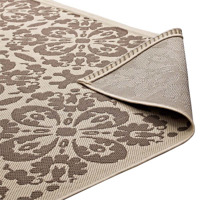 Modway Ariana 5' x 8' Floral Trellis Area Rug in Beige