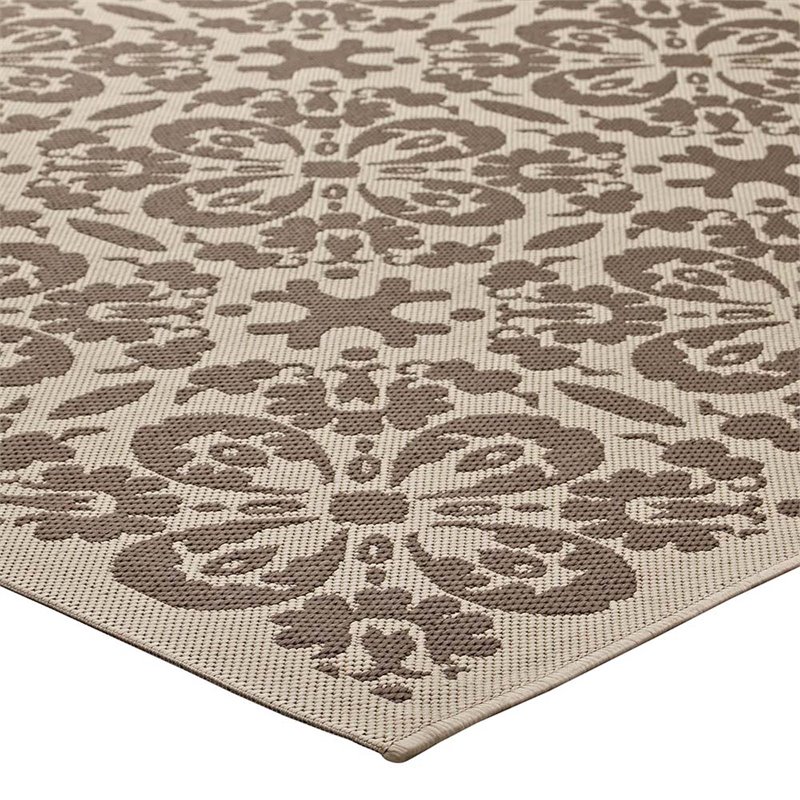 Modway Ariana 5' x 8' Floral Trellis Area Rug in Beige