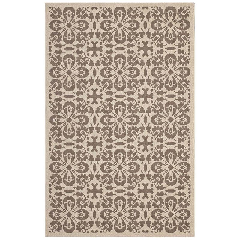 Modway Ariana 5' x 8' Floral Trellis Area Rug in Beige