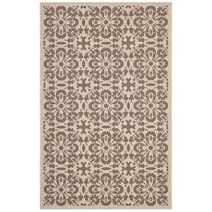 Modway Ariana 5' x 8' Floral Trellis Area Rug in Beige