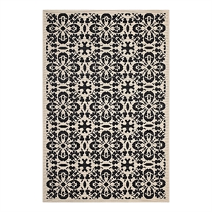 Modway Ariana 63x90.5&quot Floral Trellis Polypropylene Area Rug in Black/Beige