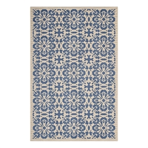 Modway Ariana 63x90.5&quot Floral Trellis Polypropylene Area Rug in Blue/Beige