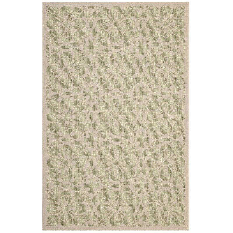 Modway Ariana 5' x 8' Floral Trellis Area Rug in Green and Beige