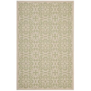 Modway Ariana 5' x 8' Floral Trellis Area Rug in Green and Beige