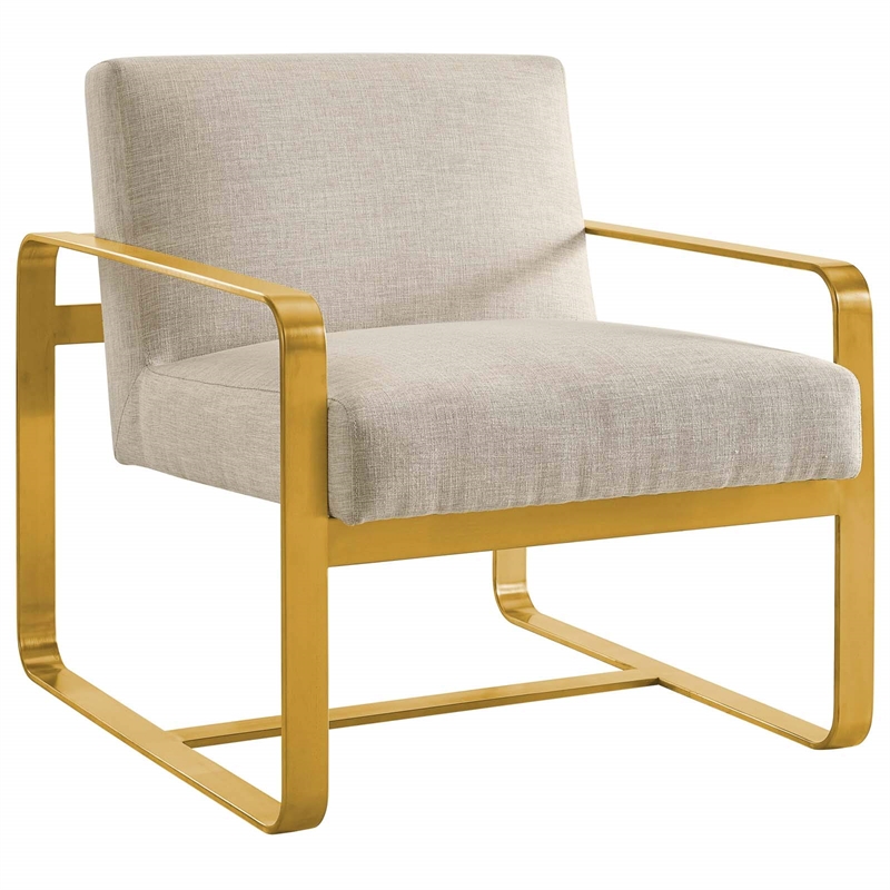 Astute Upholstered Fabric Armchair in Beige