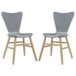 Modway Cascade 17.5&quot Modern Style Wood Dining Chair in Gray (Set of 2)
