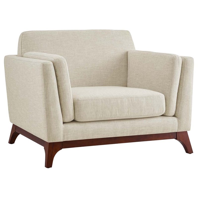 Modway Chance Modern Fabric Upholstered Accent Chair in Beige