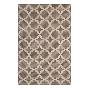Modway Cerelia 94.5x122&quot Moroccan Trellis Fabric Area Rug in Light/Dark Beige