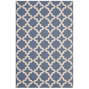 Modway Cerelia 5' x 8' Trellis Area Rug in Blue and Beige