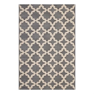 Modway Cerelia 63x90.5&quot Moroccan Trellis Polypropylene Area Rug in Gray/Beige