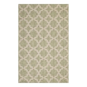 Modway Cerelia 63x90.5&quot Moroccan Trellis Polypropylene Area Rug in Beige/Green