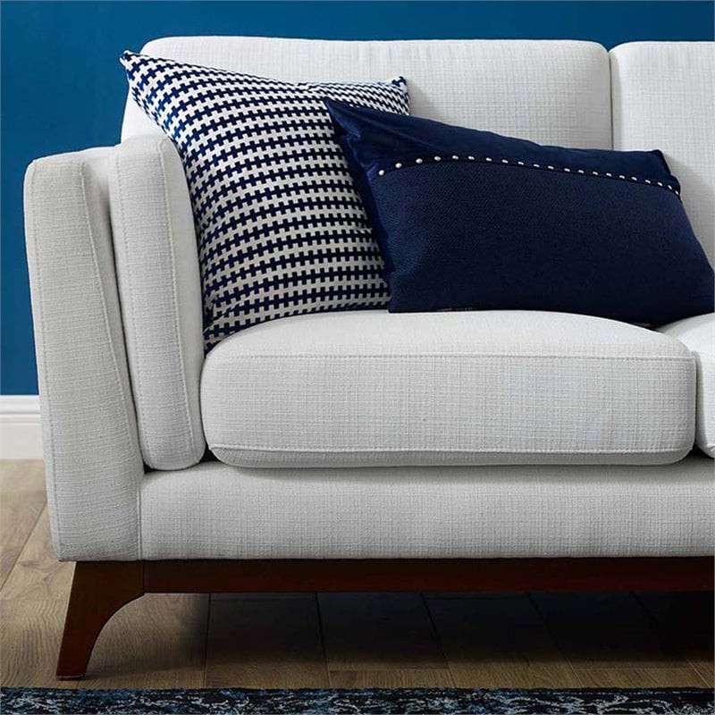 Modway Chance Modern Wood & Fabric Upholstered Sofa in White/Brown