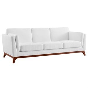 Modway Chance Modern Wood & Fabric Upholstered Sofa in White/Brown