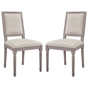 Modway Court 20&quot Polyester Fabric Dining Side Chair in Beige (Set of 2)