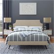 Modway Corene Queen Fabric Platform Bed with Round Splayed Legs in Beige