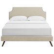 Modway Corene Queen Fabric Platform Bed with Round Splayed Legs in Beige