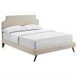 Modway Corene Queen Fabric Platform Bed with Round Splayed Legs in Beige