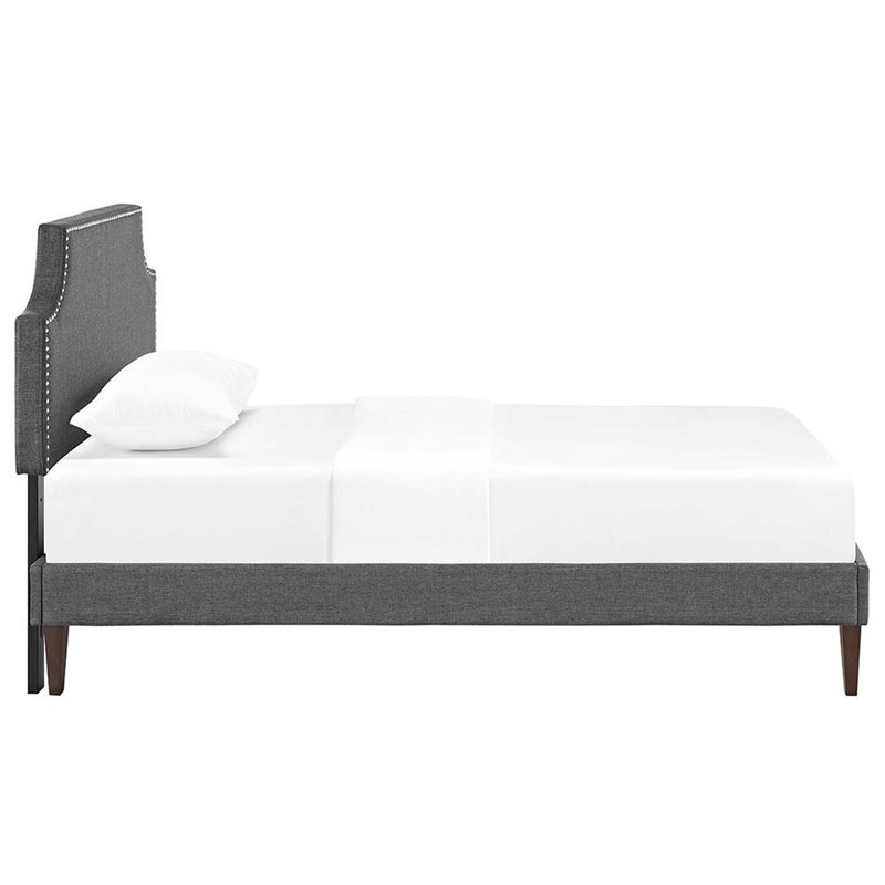 Modway Corene Twin Fabric Platform Bed with Squared Tapered Legs in Gray