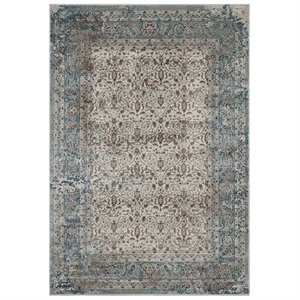 Modway Dilys 5' x 8' Floral Lattice Area Rug in Teal and Brown