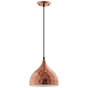 Modway Dimple 11&quot Bell Shaped Metal Pendant Lamp in Rose Gold and Black