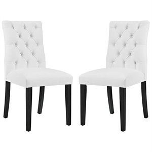 Modway Duchess 21&quot Modern Style Vinyl Dining Chair in White (Set of 2)