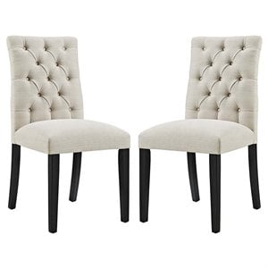 Modway Duchess 21.5&quot Modern Style Fabric Dining Chair in Beige (Set of 2)