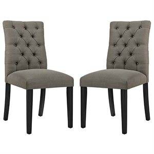 Modway Duchess 21.5&quot Modern Style Fabric Dining Chair in Granite Gray (Set of 2)