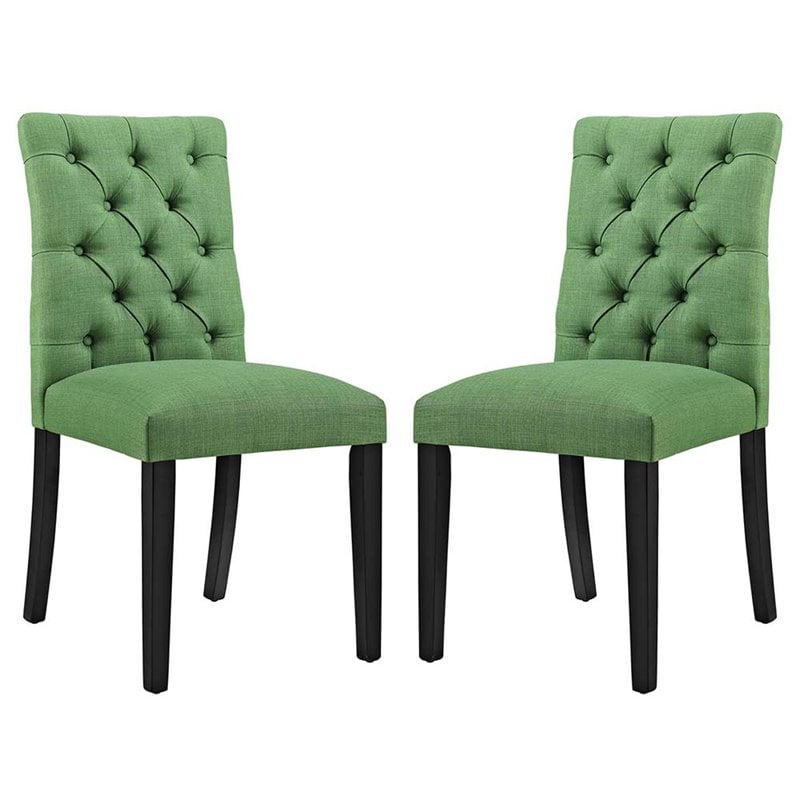 Modway Duchess Tufted Dining Side Chair in Green (Set of 2)