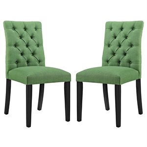 Modway Duchess Tufted Dining Side Chair in Green (Set of 2)