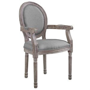 Modway Emanate 20&quot Fabric Upholstered Dining Arm Chair in Light Gray