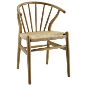 Modway Flourish 18.5&quot Wood and Rope Dining Side Chair in Natural