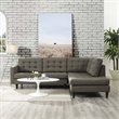 Modway Empress 2-Piece Fabric Upholstered Right-Facing Sectional in Granite Gray