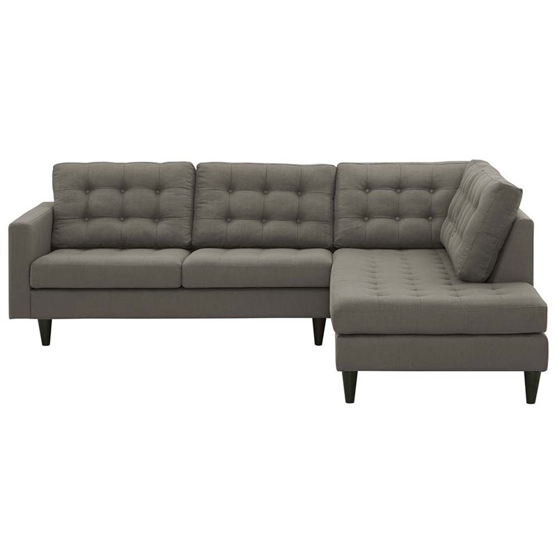 Modway Empress 2-Piece Fabric Upholstered Right-Facing Sectional in Granite Gray