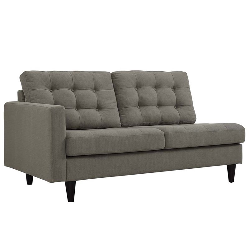 Modway Empress 2-Piece Fabric Upholstered Right-Facing Sectional in Granite Gray