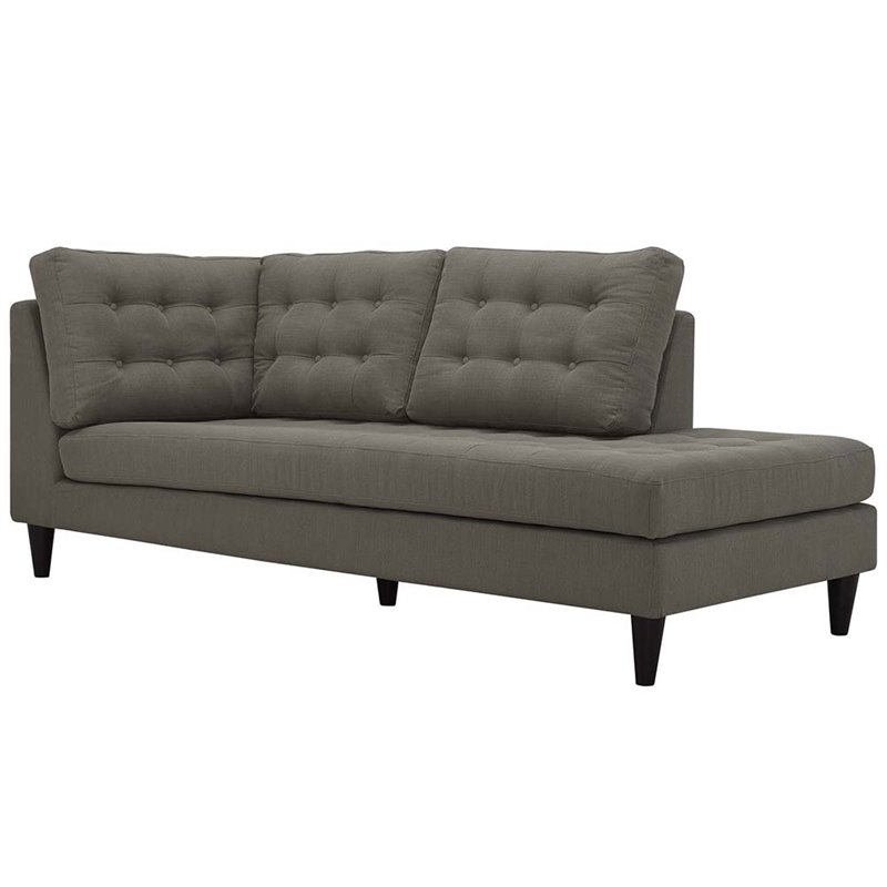 Modway Empress 2-Piece Fabric Upholstered Right-Facing Sectional in Granite Gray