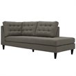 Modway Empress 2-Piece Fabric Upholstered Right-Facing Sectional in Granite Gray