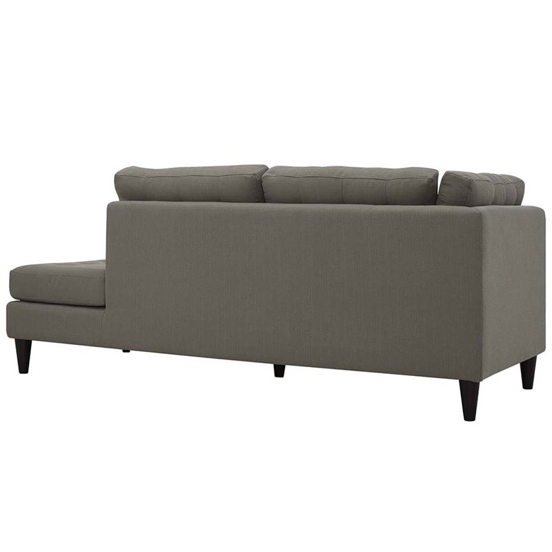 Modway Empress 2-Piece Fabric Upholstered Right-Facing Sectional in Granite Gray