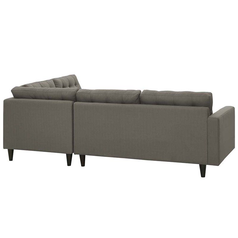 Modway Empress 2-Piece Fabric Upholstered Right-Facing Sectional in Granite Gray