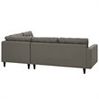 Modway Empress 2-Piece Fabric Upholstered Right-Facing Sectional in Granite Gray