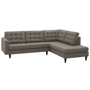 Modway Empress 2-Piece Fabric Upholstered Right-Facing Sectional in Granite Gray