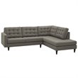 Modway Empress 2-Piece Fabric Upholstered Right-Facing Sectional in Granite Gray