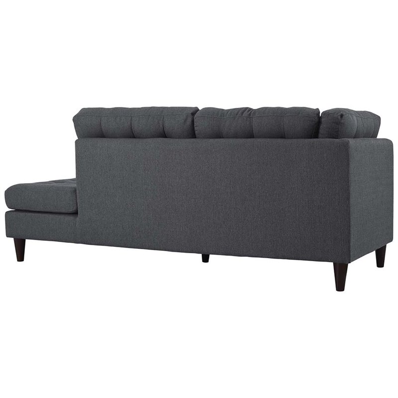 Modway Empress 2-Piece Fabric Upholstered Right-Facing Sectional in Gray