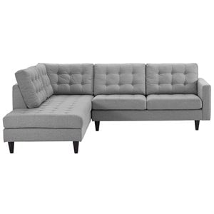 Modway Empress 2-Piece Fabric Upholstered Left-Facing Sectional in Light Gray