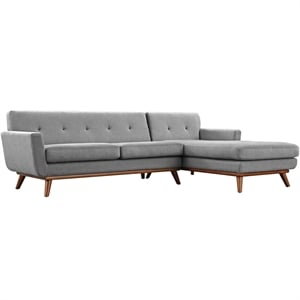 Modway Engage Right-Facing Upholstered Fabric Sectional Sofa in Beige