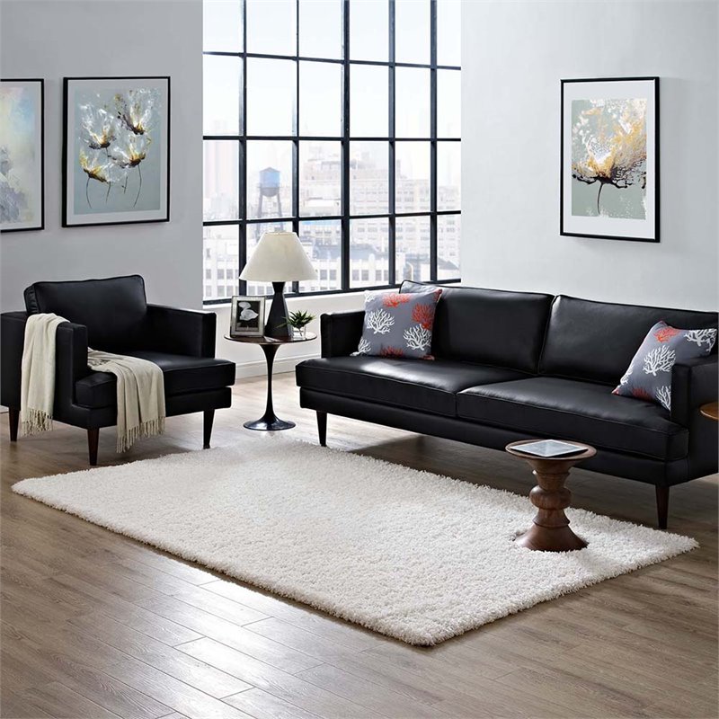 Modway Enyssa 5' x 8' Shag Area Rug in Ivory White