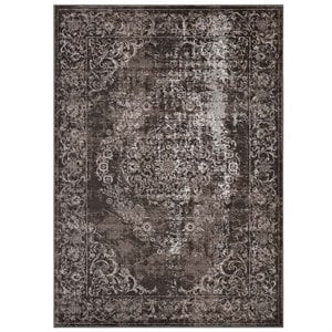 Modway Gamela 5' x 8' Ornate Floral Medallion Area Rug in Dark Brown