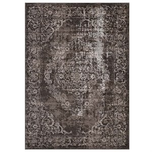 Modway Gamela 8' x 10' Ornate Floral Medallion Area Rug in Dark Brown