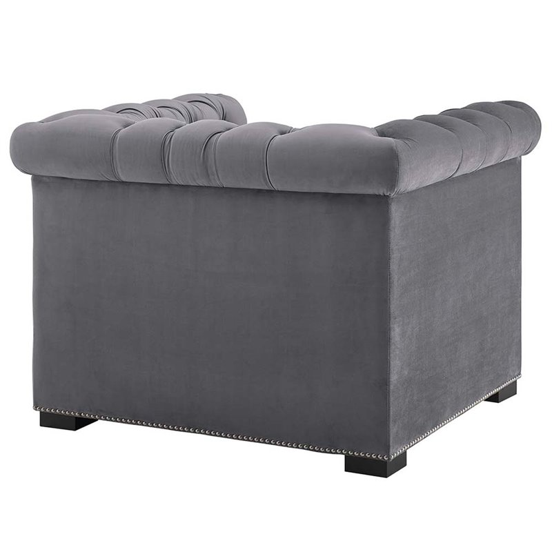 Modway Heritage Tufted Performance Velvet Accent Armchair in Gray